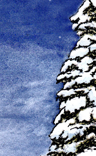 Christmas Card - Snow Tree Star - 10 Cards